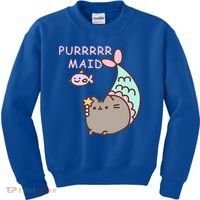 Purrrrr Maid Funny Cute Cat Mermaid Kids Sweatshirt thumb 0