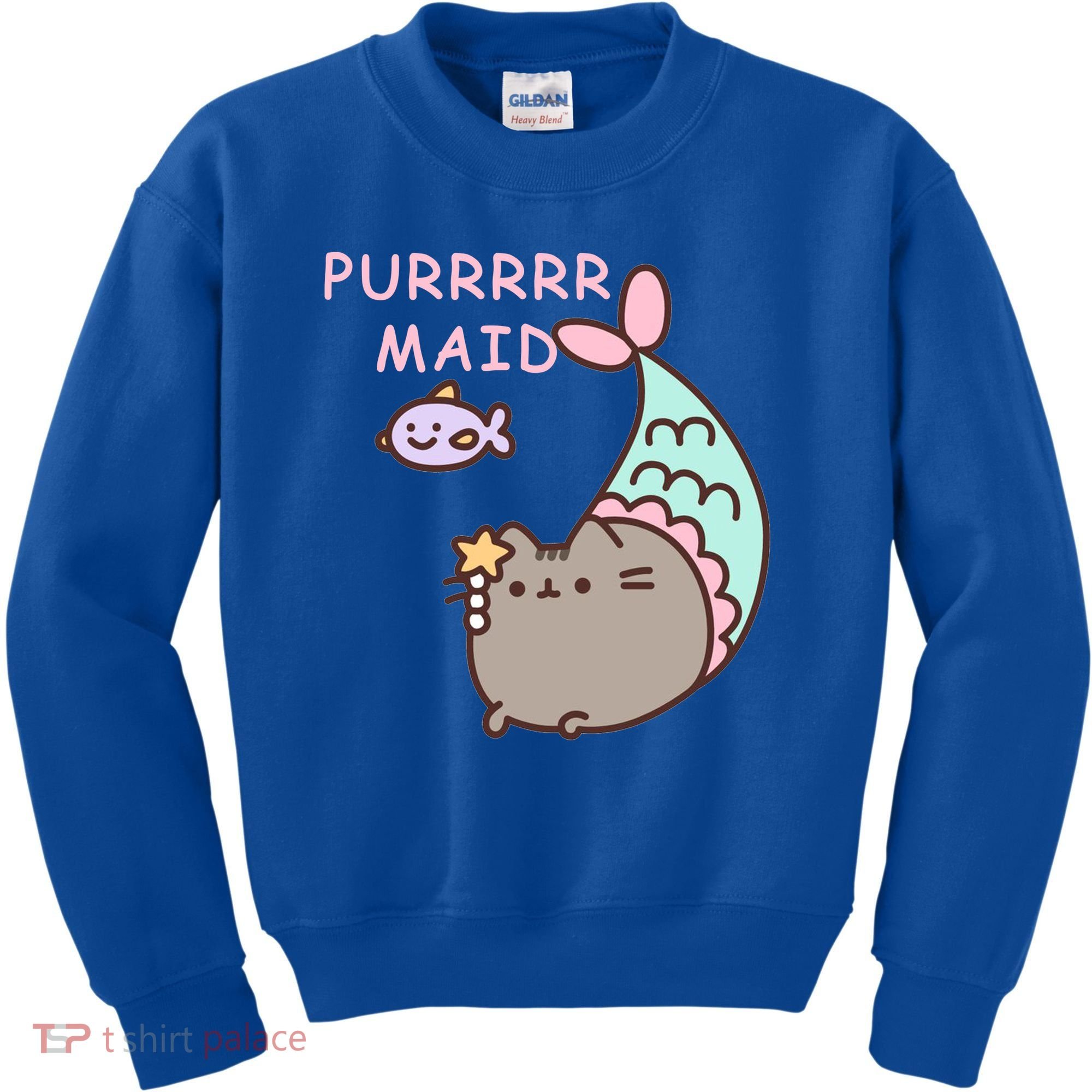 Purrrrr Maid Funny Cute Cat Mermaid Kids Sweatshirt
