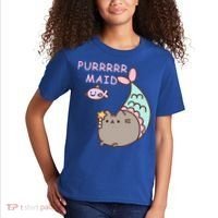 Purrrrr Maid Funny Cute Cat Mermaid Kids T-Shirt thumb 2