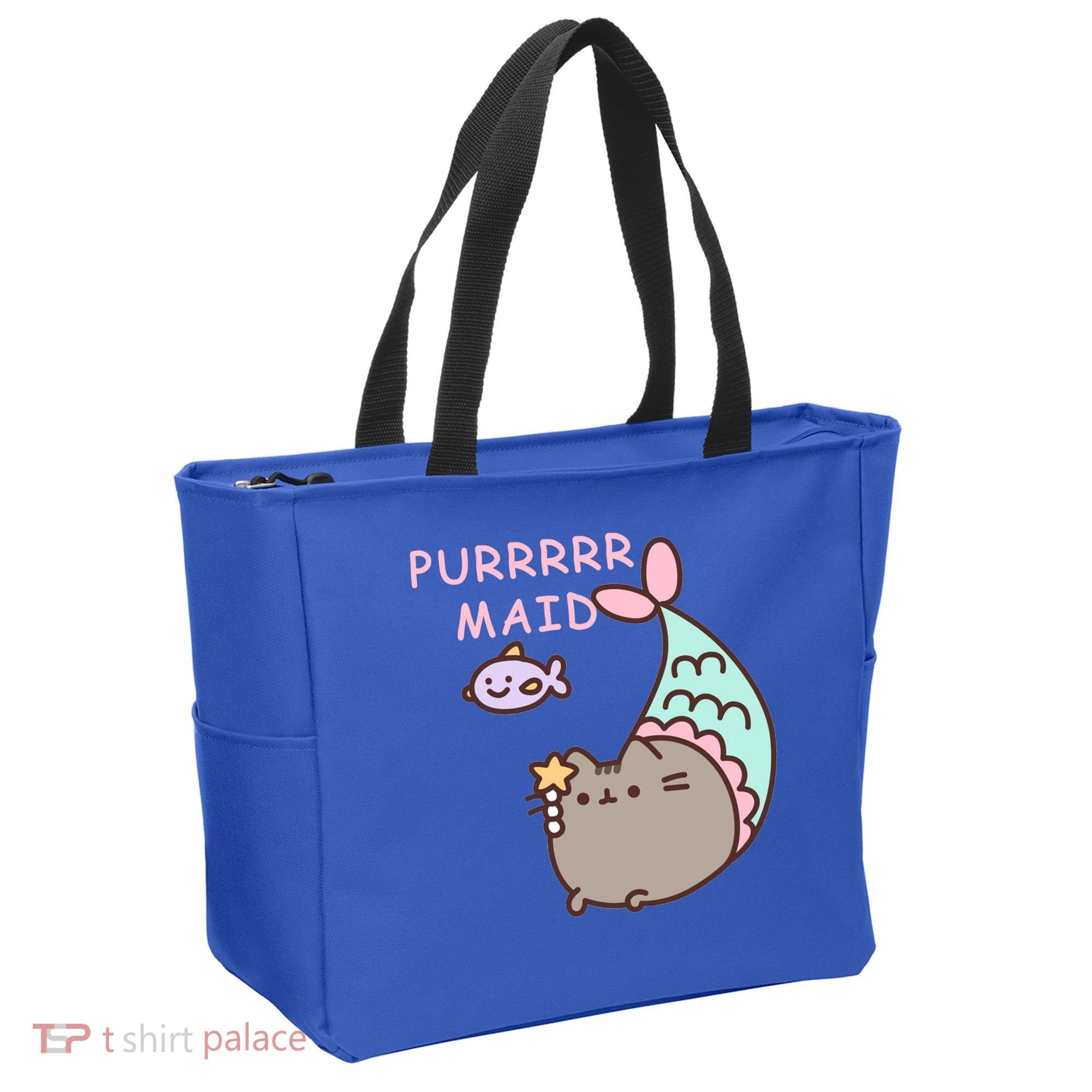 Purrrrr Maid Funny Cute Cat Mermaid Tote Bag