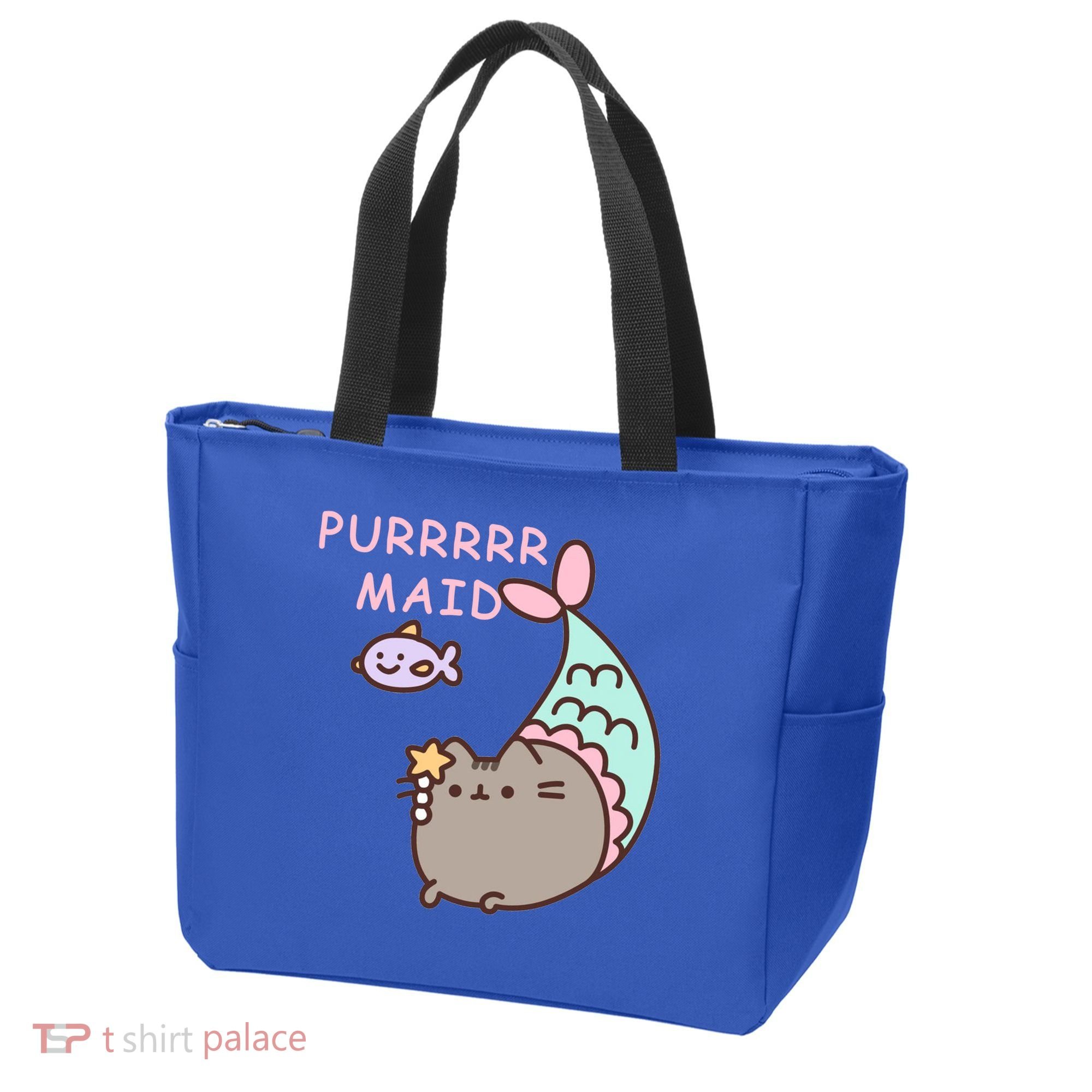 Purrrrr Maid Funny Cute Cat Mermaid Tote Bag