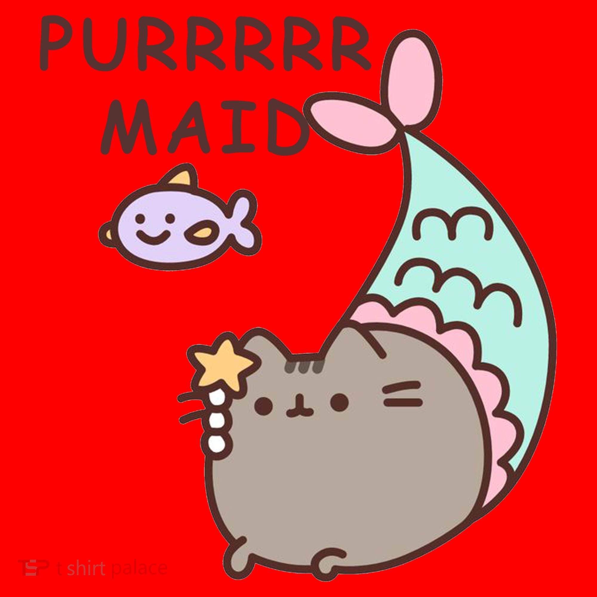 Purrrrr Maid Funny Cute Cat Mermaid Santa Hat