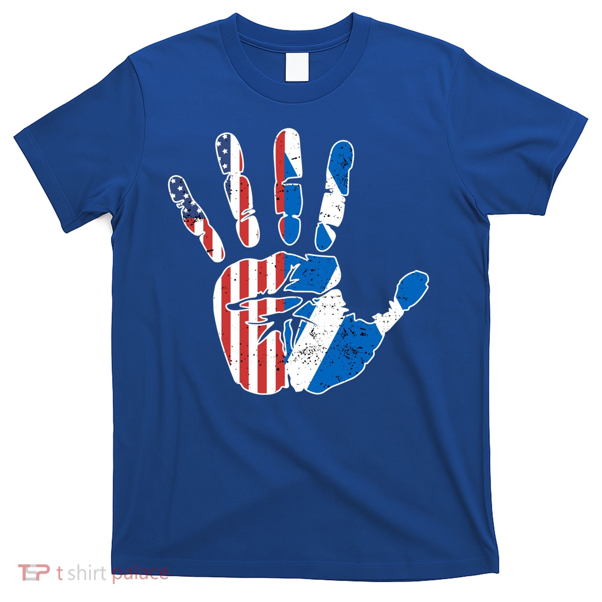Proud Usa Scotland Handprint Flag American Scottish Heritage Meaningful Gift T-Shirt