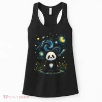 Panda Under Starry Night Sky Cosmic Women's Tank Top thumb 0