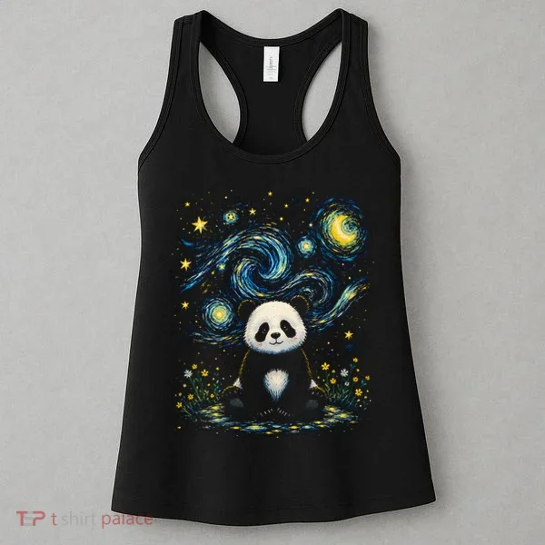 Panda Under Starry Night Sky Cosmic Women's Tank Top