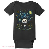 Panda Under Starry Night Sky Cosmic Baby Bodysuit thumb 0