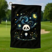 Panda Under Starry Night Sky Cosmic Golf Towel thumb 1