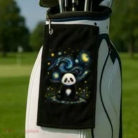 Panda Under Starry Night Sky Cosmic Golf Towel thumb 2