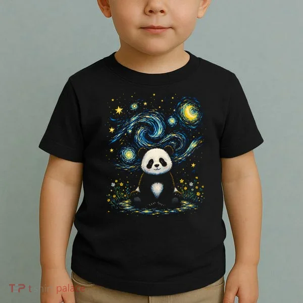 Panda Under Starry Night Sky Cosmic Toddler T-Shirt
