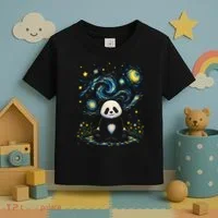 Panda Under Starry Night Sky Cosmic Toddler T-Shirt thumb 3