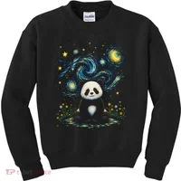 Panda Under Starry Night Sky Cosmic Kids Sweatshirt thumb 0