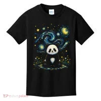 Panda Under Starry Night Sky Cosmic Kids T-Shirt thumb 0