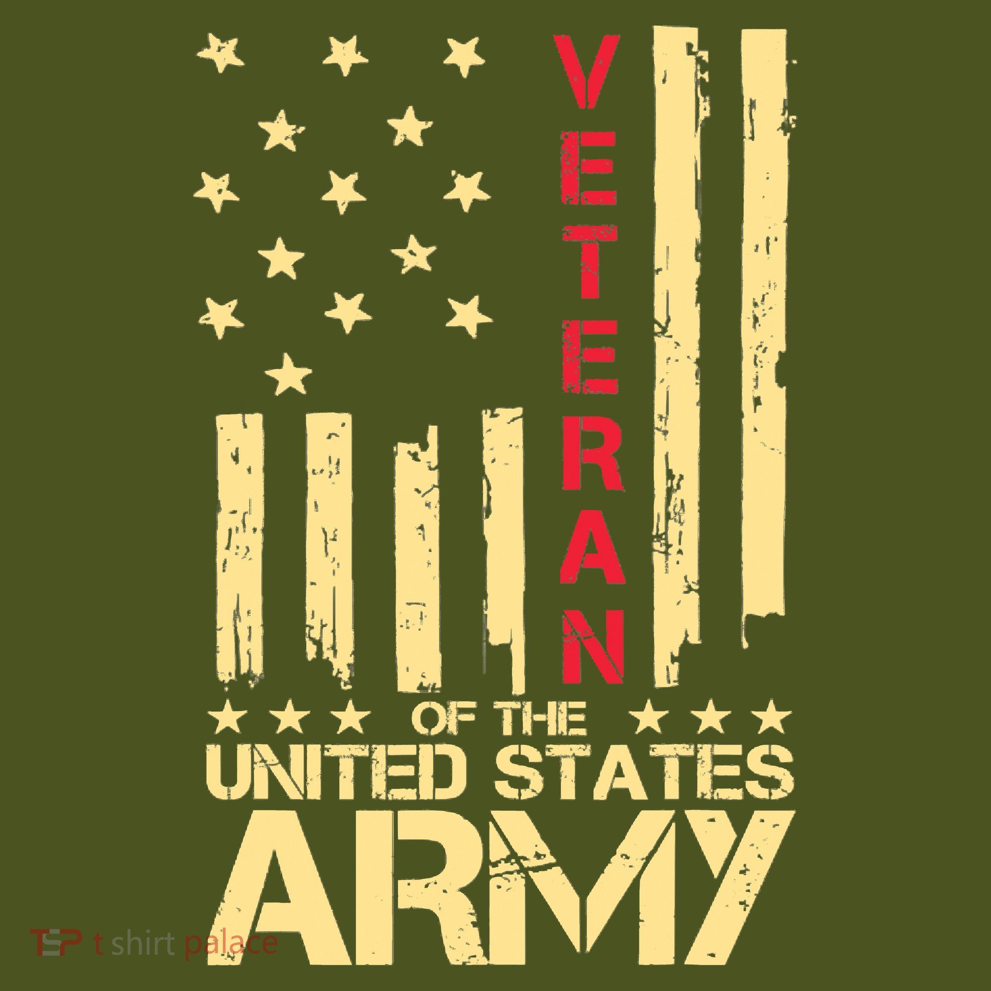 Patriotic U S Army Veteran Red Line American Flag Vintage T-Shirt