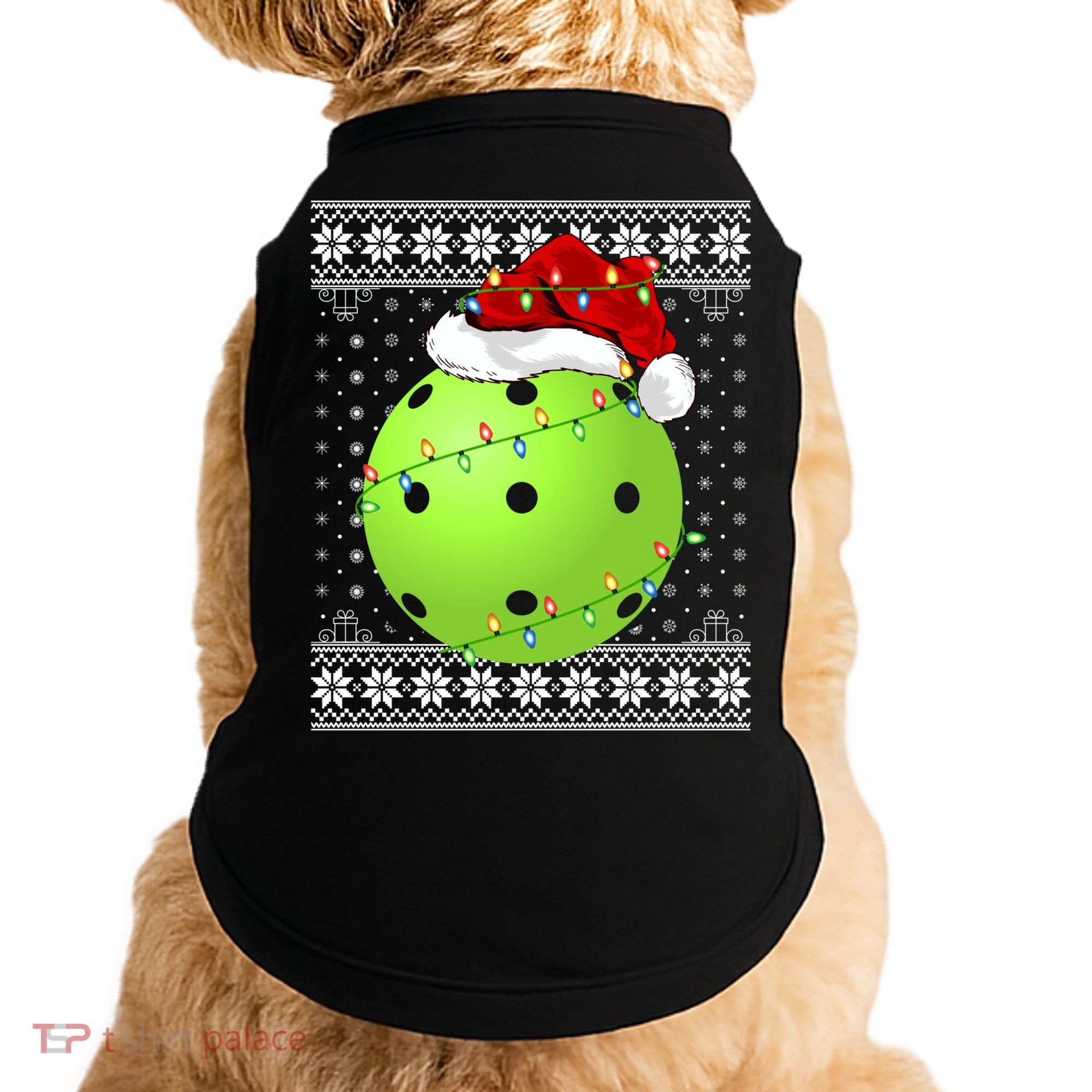 Pickleball Ugly Sweater Santa Lighting Pickleball Christmas Gift Doggie Tank