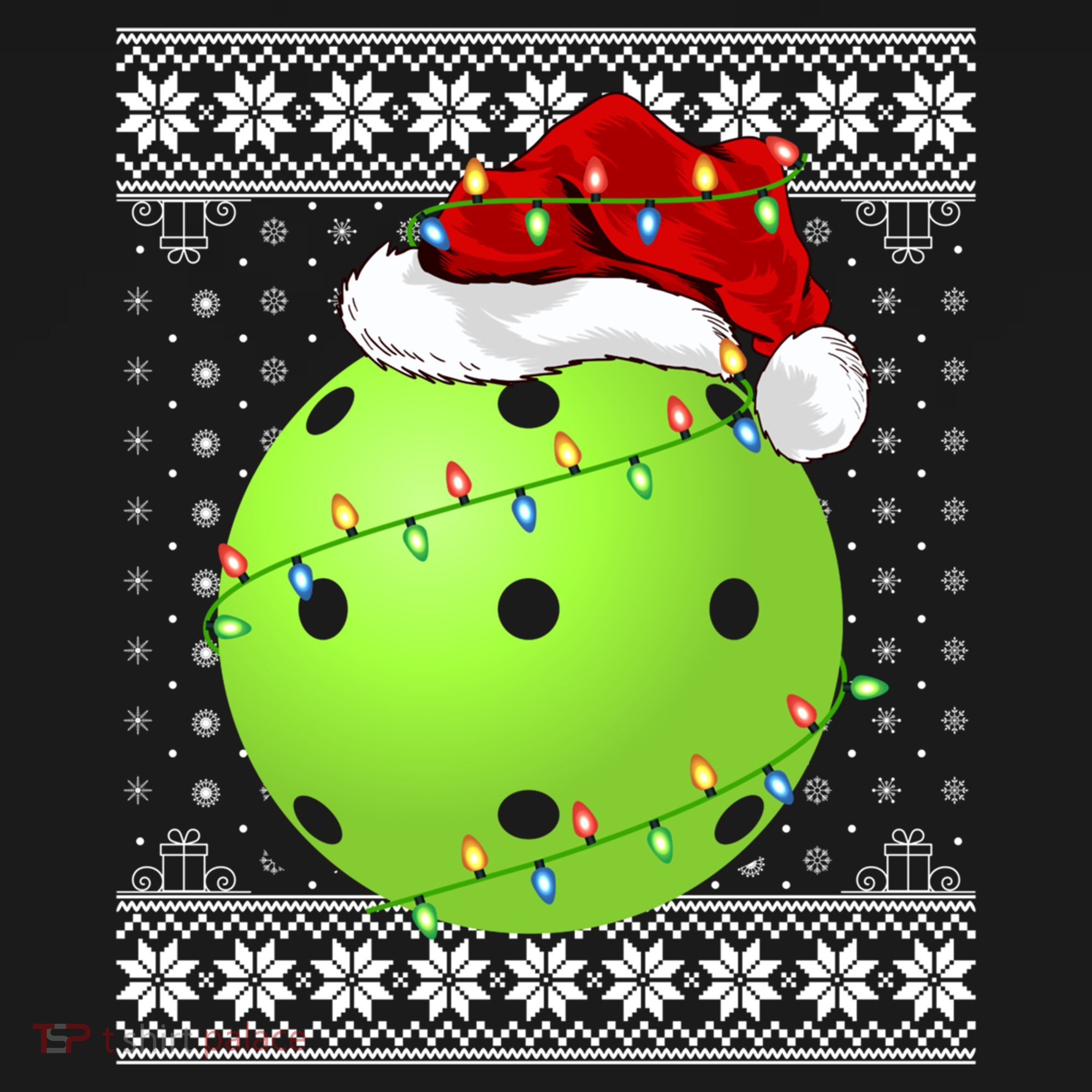 Pickleball Ugly Sweater Santa Lighting Pickleball Christmas Gift Doggie Tank