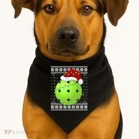 Pickleball Ugly Sweater Santa Lighting Pickleball Christmas Gift USA-Made Doggie Bandana thumb 1