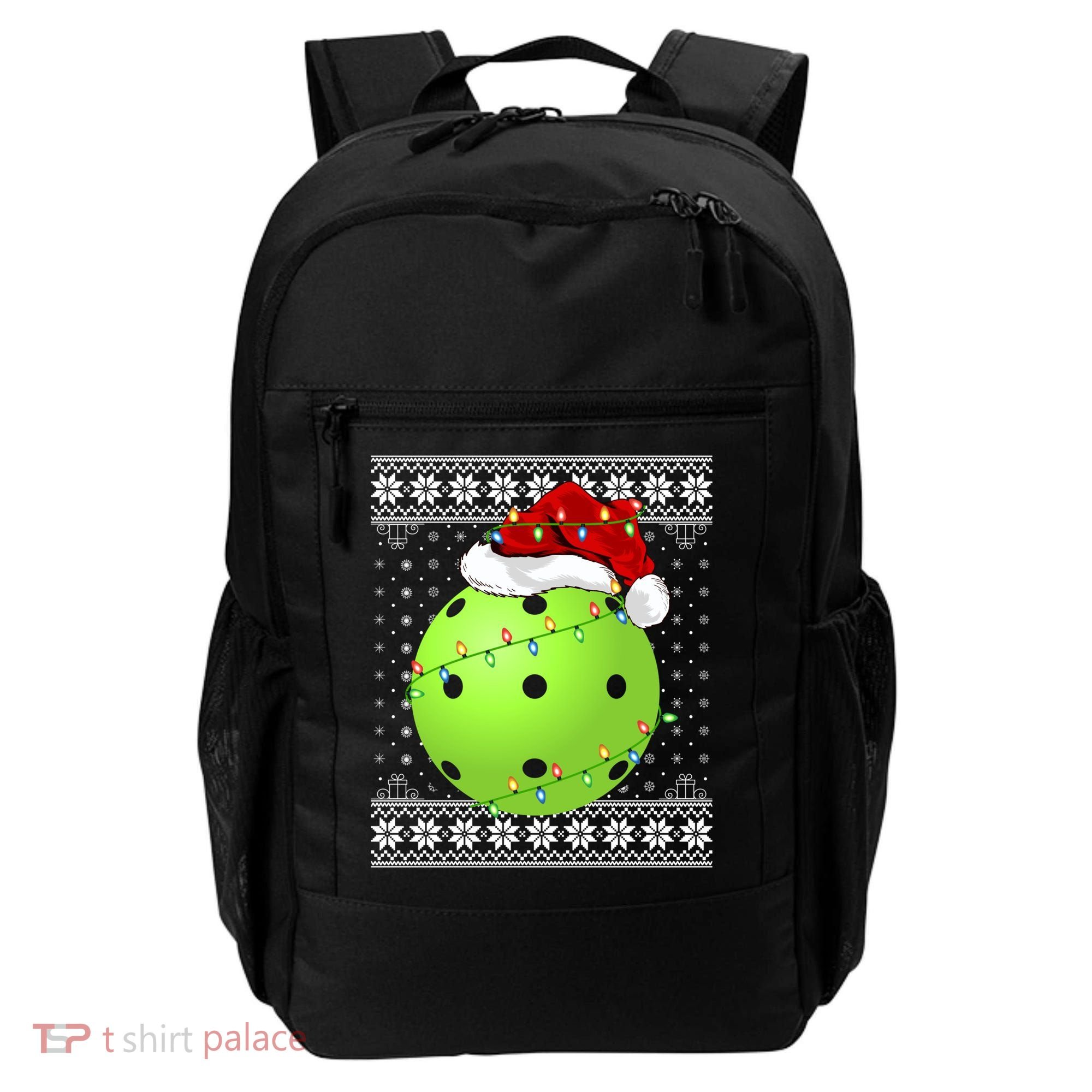Pickleball Ugly Sweater Santa Lighting Pickleball Christmas Gift Backpack