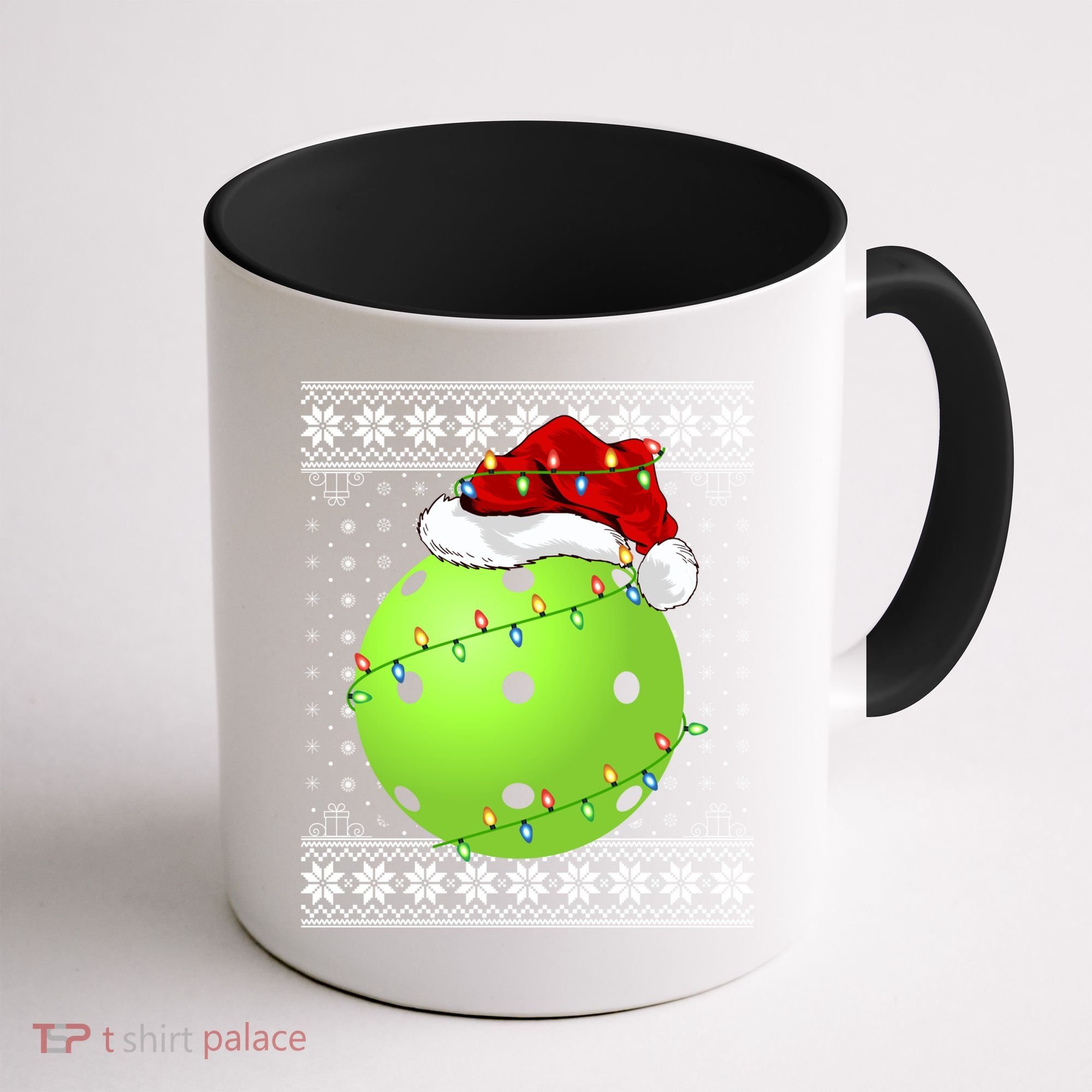 Pickleball Ugly Sweater Santa Lighting Pickleball Christmas Gift Coffee Mug
