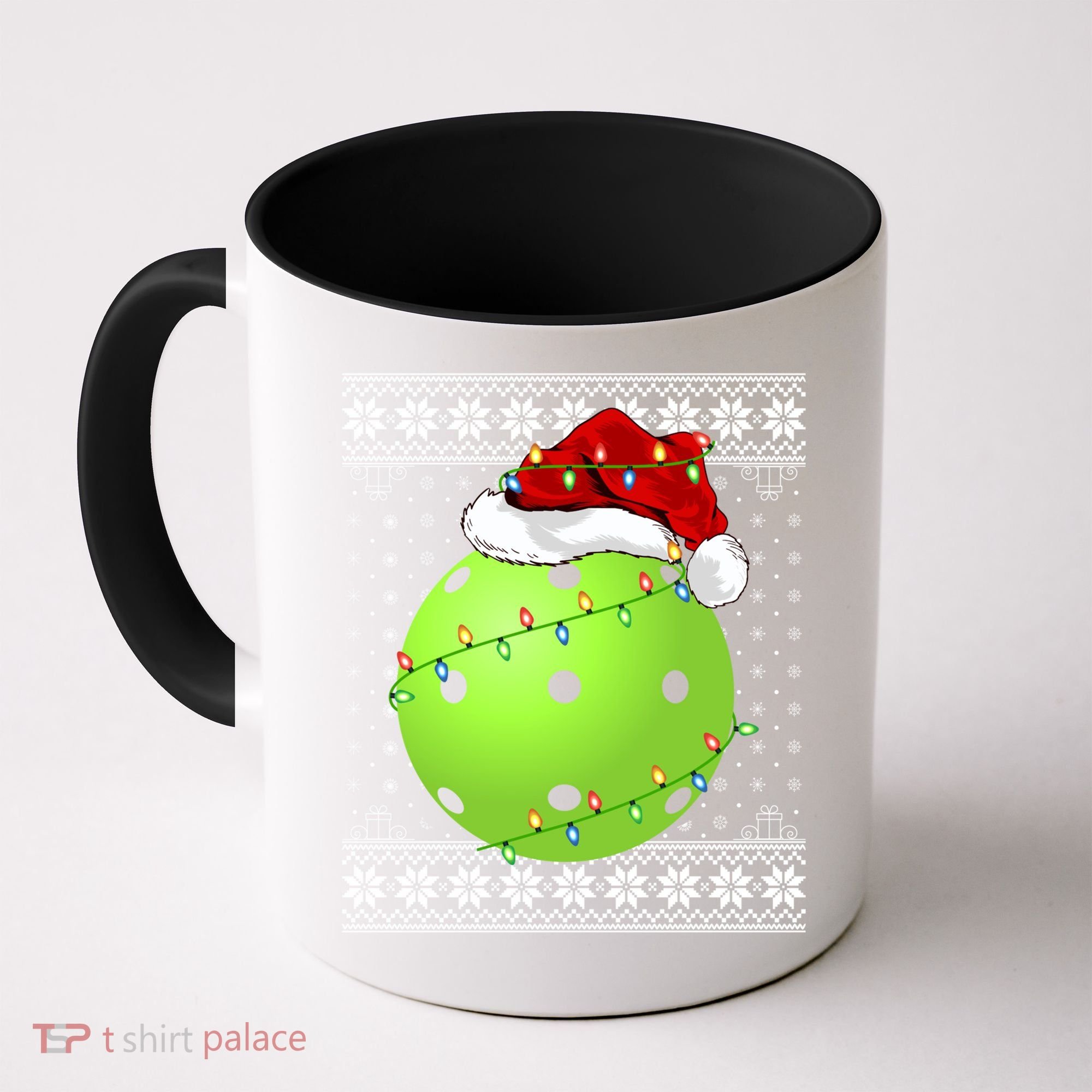 Pickleball Ugly Sweater Santa Lighting Pickleball Christmas Gift Coffee Mug