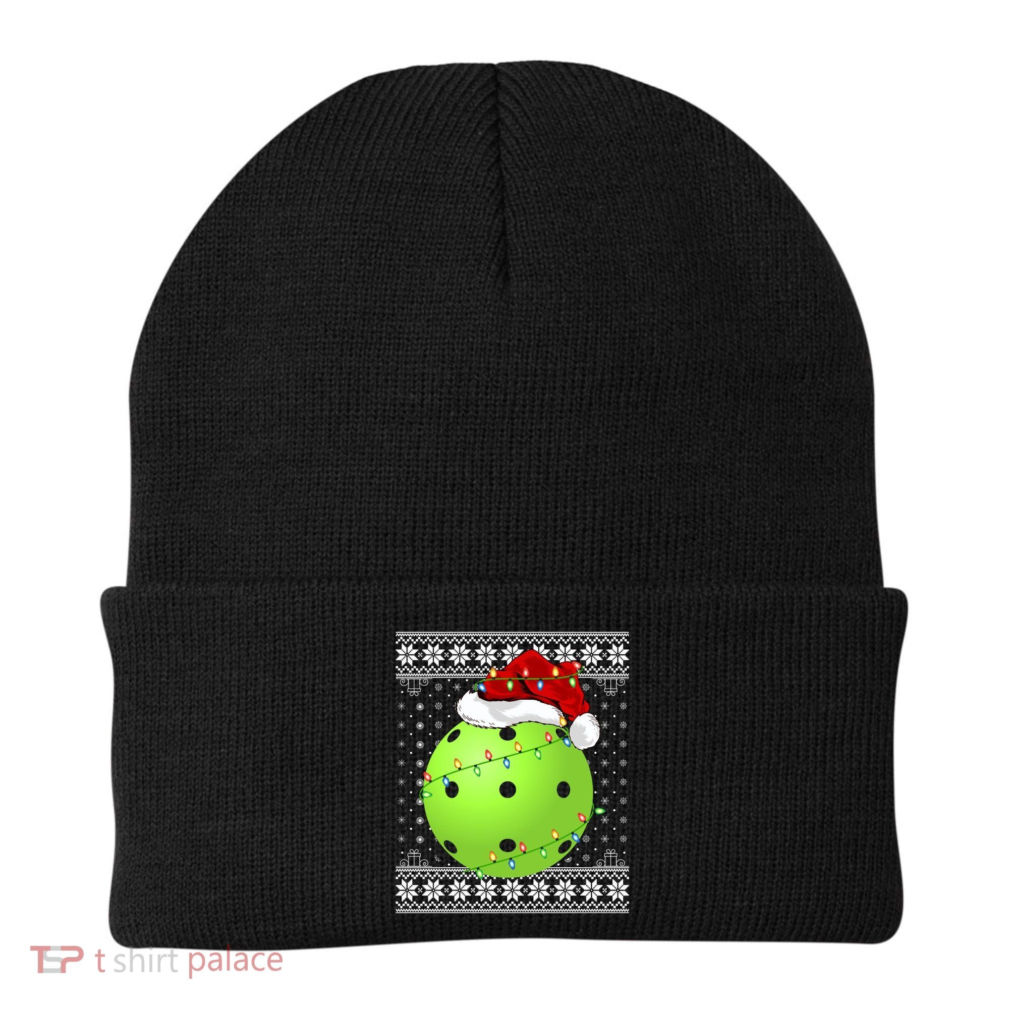 Pickleball Ugly Sweater Santa Lighting Pickleball Christmas Gift Beanie