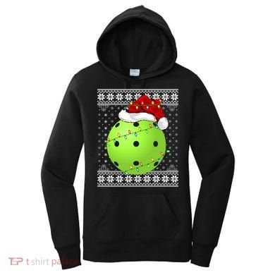 Pickleball Ugly Sweater Santa Lighting Pickleball Christmas Gift Women's Hoodie