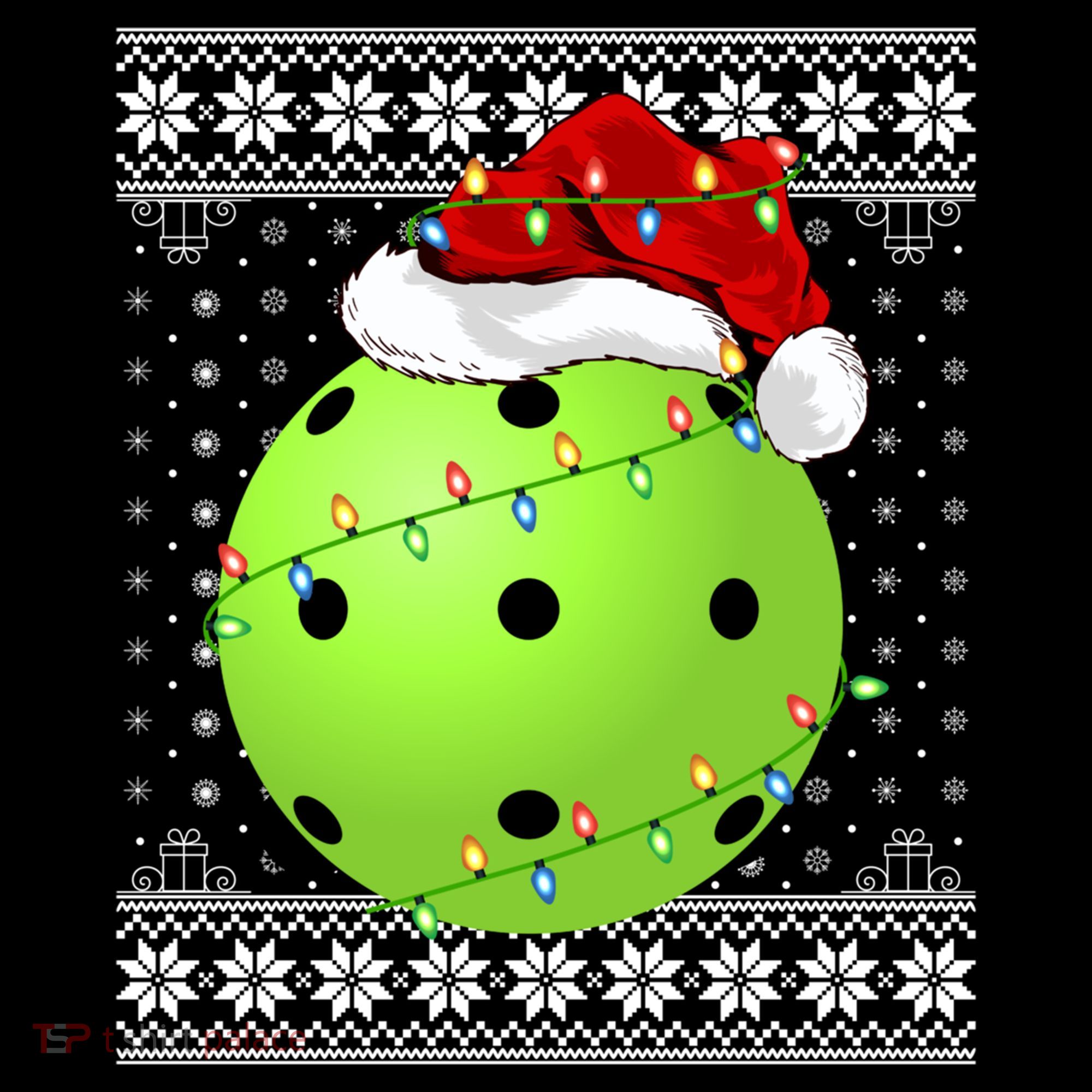 Pickleball Ugly Sweater Santa Lighting Pickleball Christmas Gift Women's Hoodie