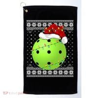 Pickleball Ugly Sweater Santa Lighting Pickleball Christmas Gift Golf Towel thumb 0