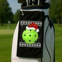 Pickleball Ugly Sweater Santa Lighting Pickleball Christmas Gift Golf Towel thumb 2