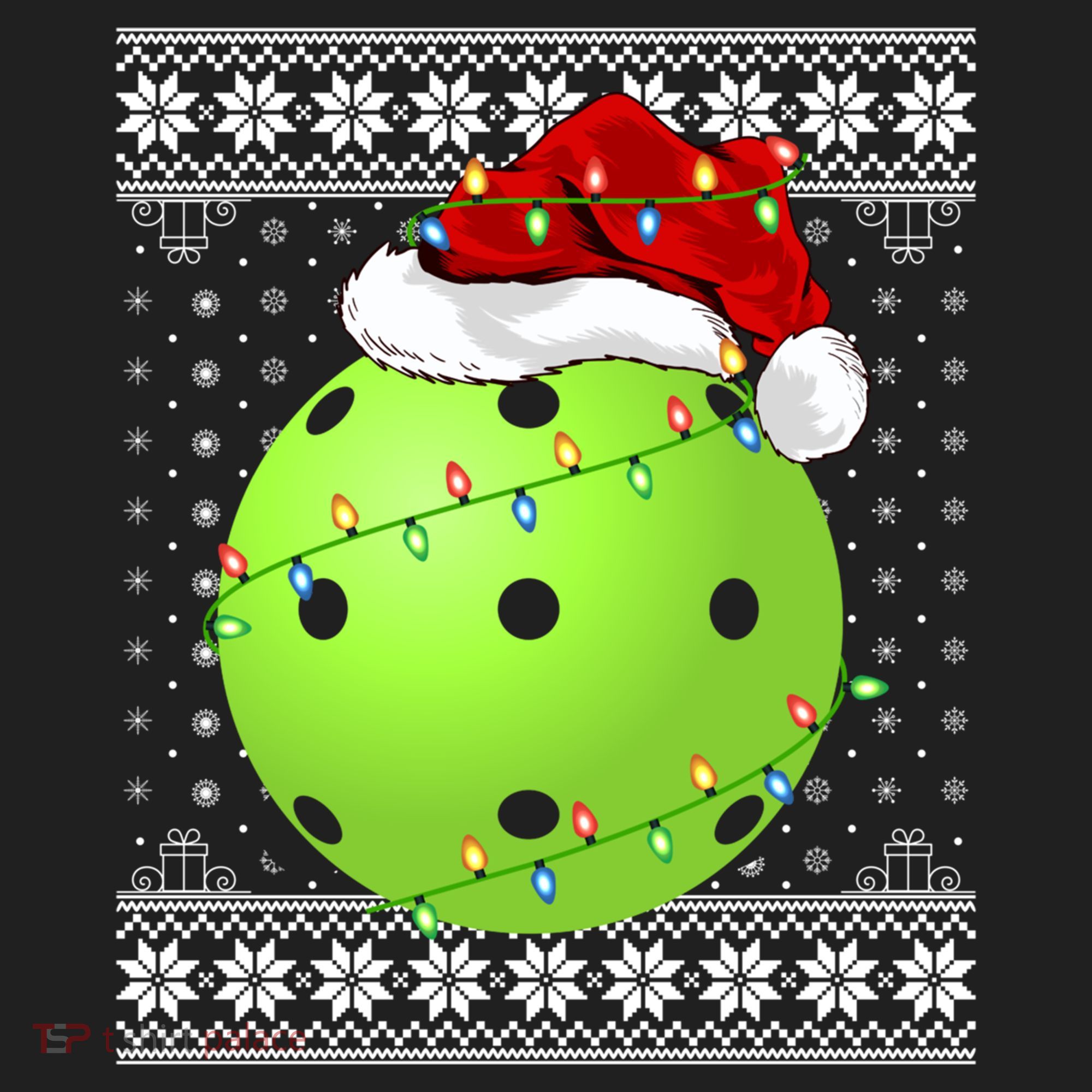 Pickleball Ugly Sweater Santa Lighting Pickleball Christmas Gift Golf Towel
