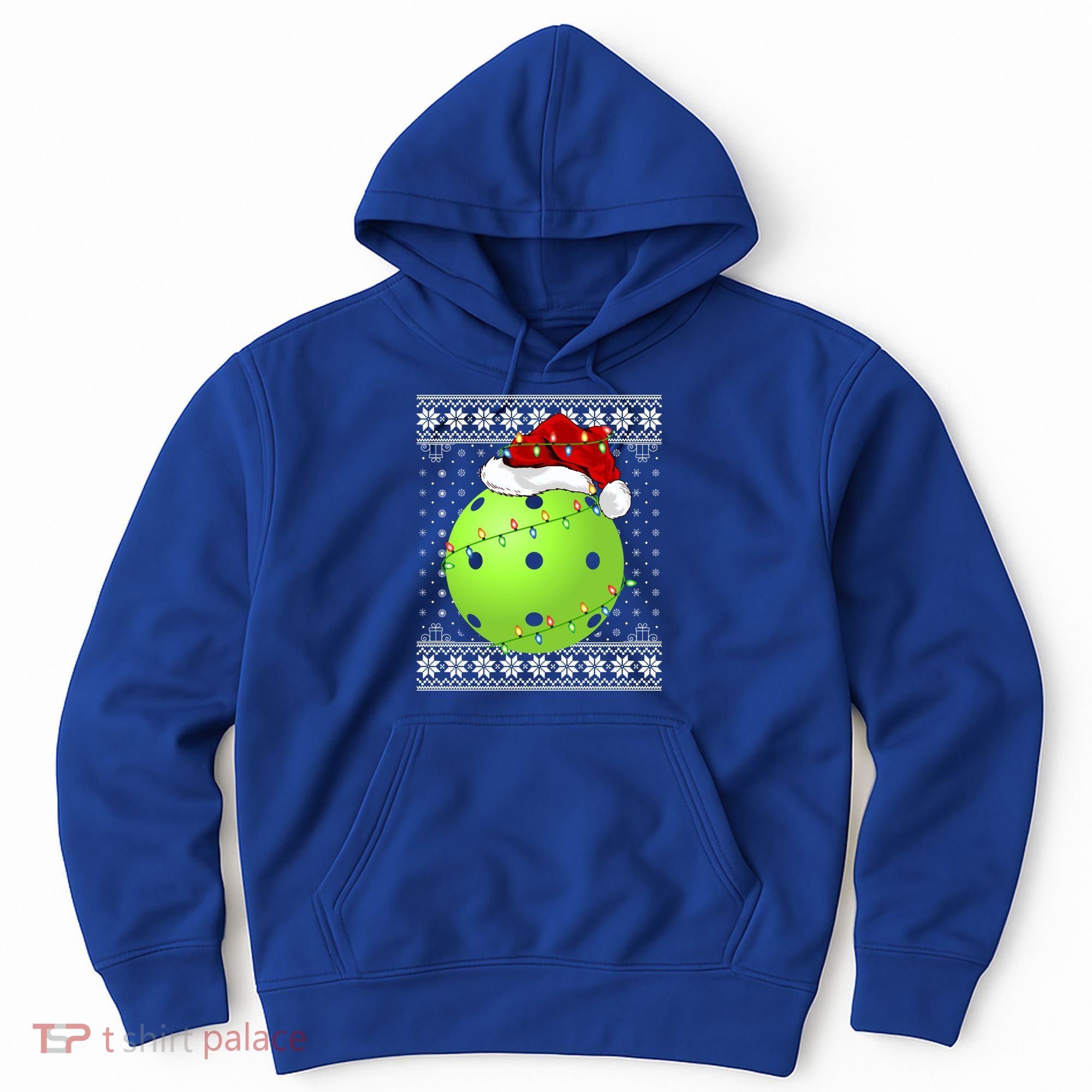 Pickleball Ugly Sweater Santa Lighting Pickleball Christmas Gift Hoodie