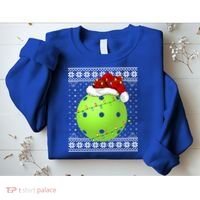 Pickleball Ugly Sweater Santa Lighting Pickleball Christmas Gift Sweatshirt thumb 2