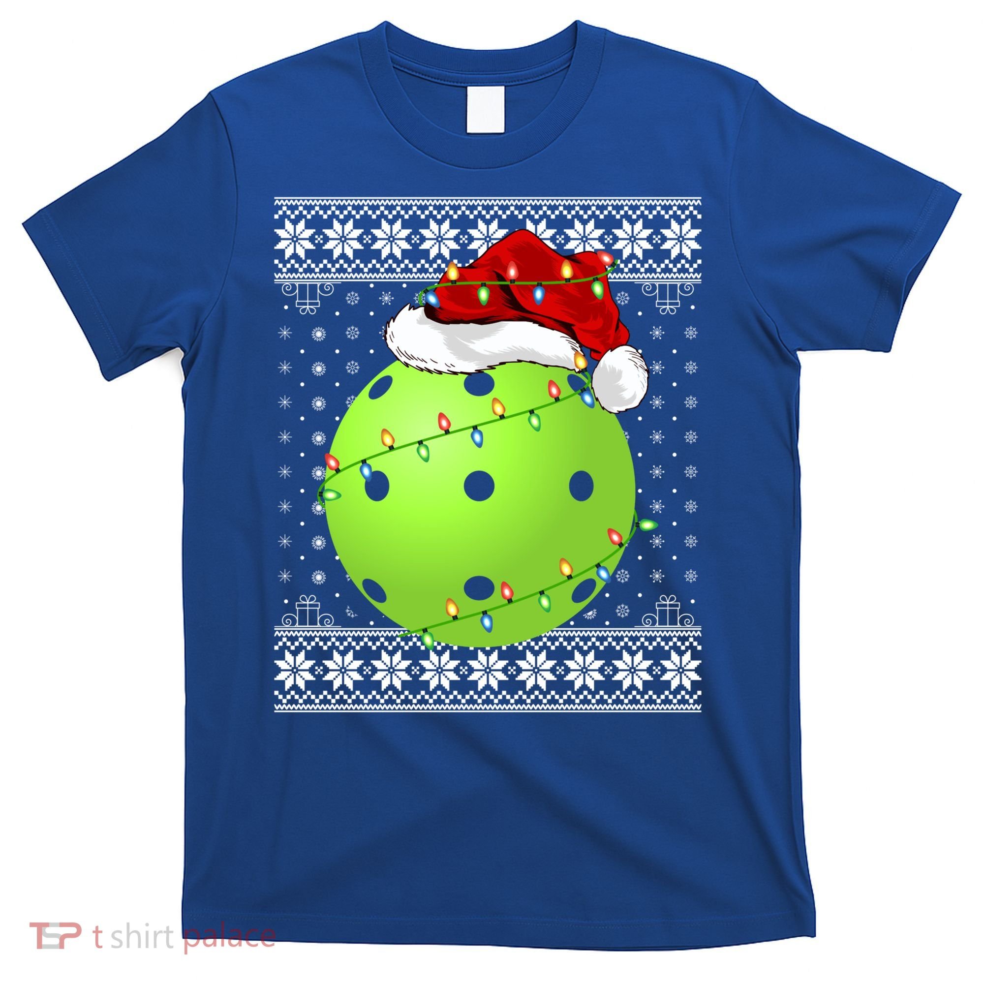 Pickleball Ugly Sweater Santa Lighting Pickleball Christmas Gift T-Shirt