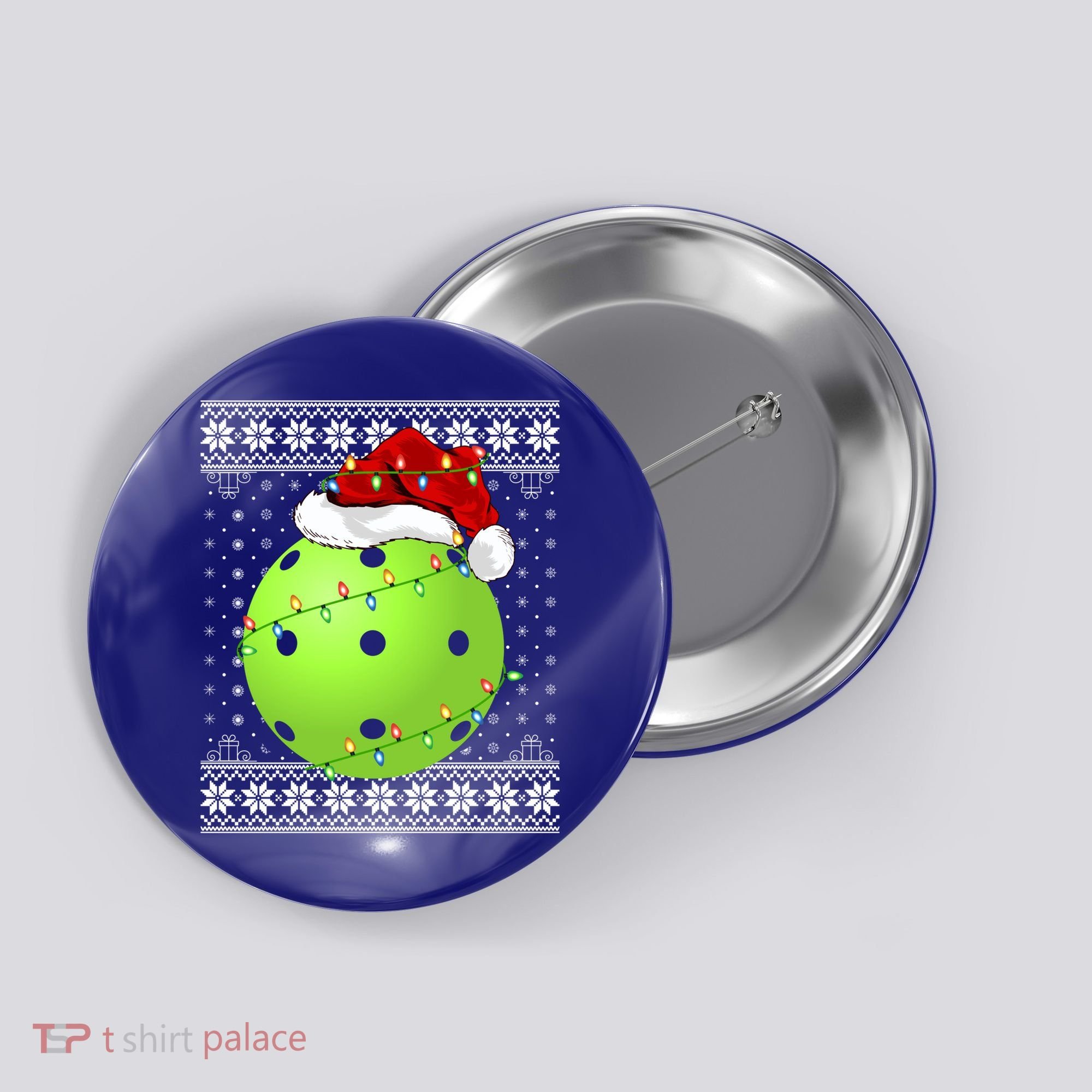 Pickleball Ugly Sweater Santa Lighting Pickleball Christmas Gift Button