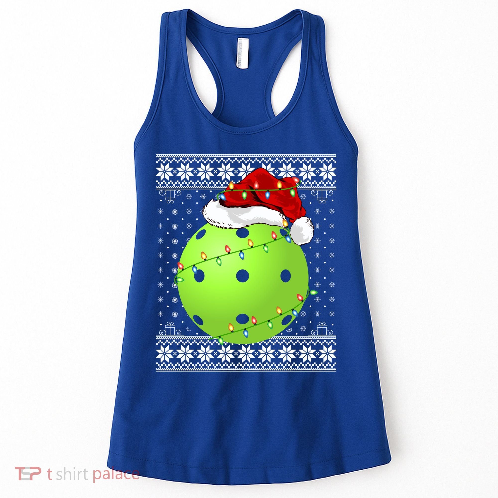 Pickleball Ugly Sweater Santa Lighting Pickleball Christmas Gift Women's Tank Top