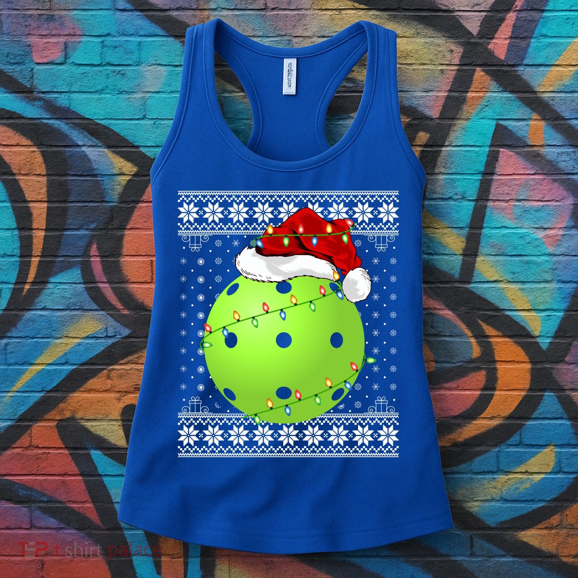 Pickleball Ugly Sweater Santa Lighting Pickleball Christmas Gift Women's Tank Top