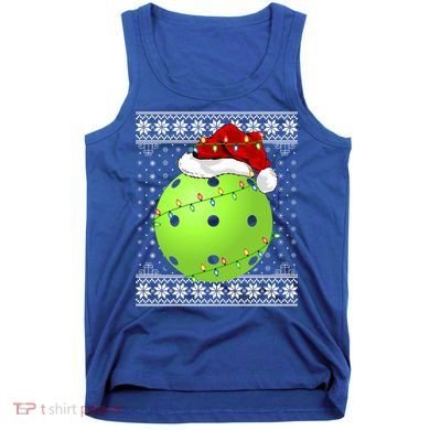 Pickleball Ugly Sweater Santa Lighting Pickleball Christmas Gift Tank Top