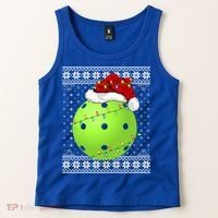 Pickleball Ugly Sweater Santa Lighting Pickleball Christmas Gift Tank Top thumb 2