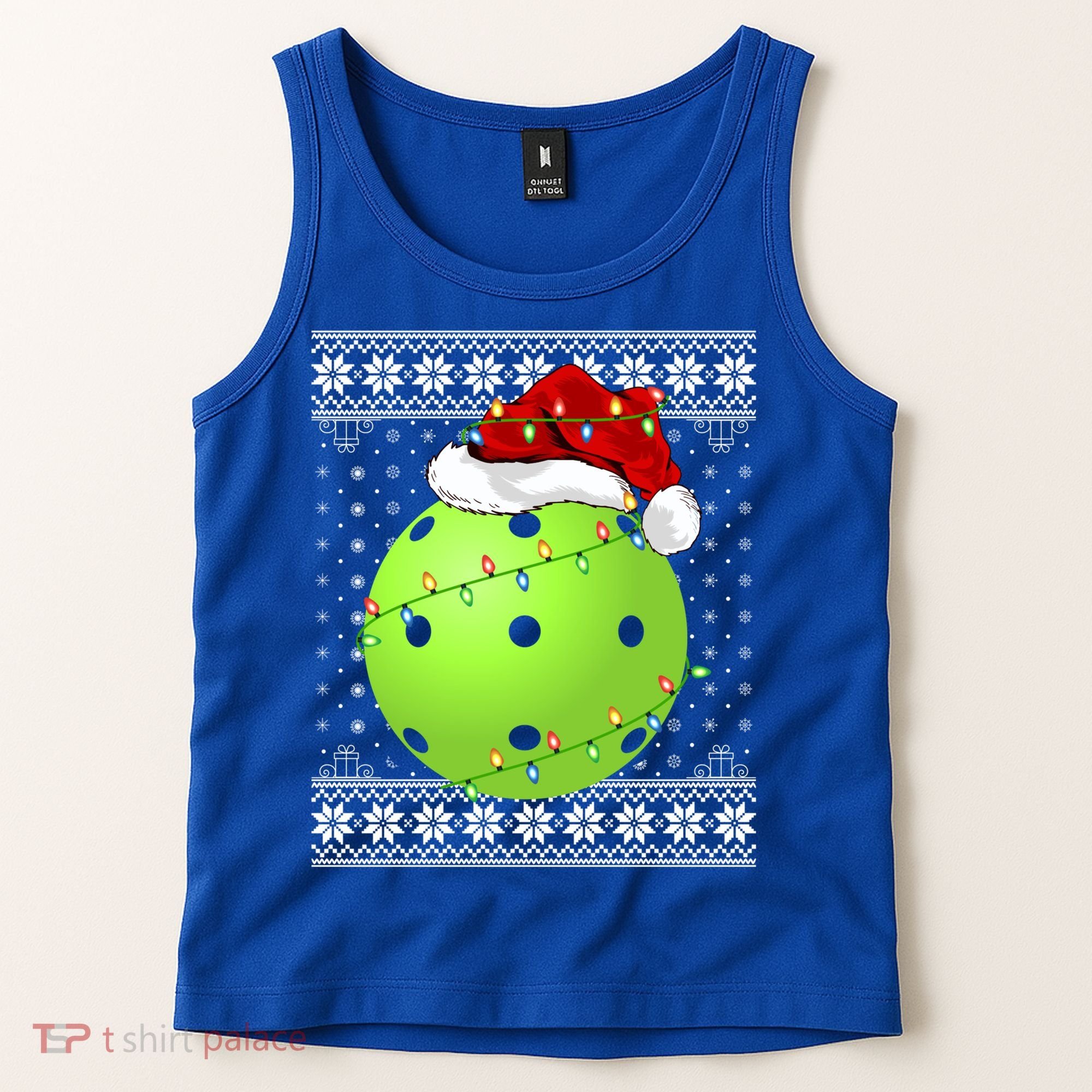 Pickleball Ugly Sweater Santa Lighting Pickleball Christmas Gift Tank Top