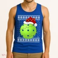 Pickleball Ugly Sweater Santa Lighting Pickleball Christmas Gift Tank Top thumb 3
