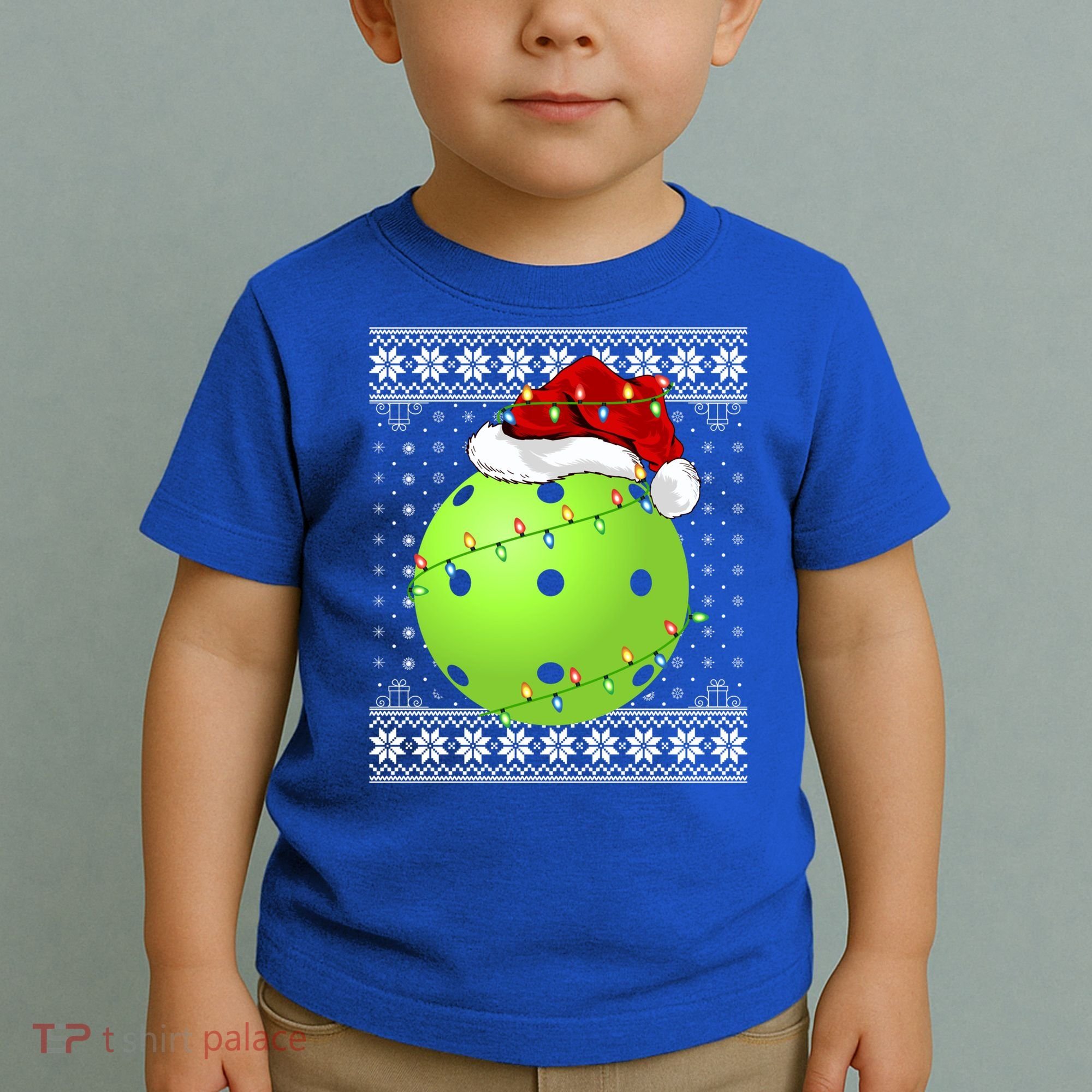 Pickleball Ugly Sweater Santa Lighting Pickleball Christmas Gift Toddler T-Shirt