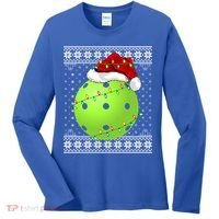 Pickleball Ugly Sweater Santa Lighting Pickleball Christmas Gift Women's Long Sleeve Shirt thumb 0