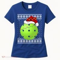 Pickleball Ugly Sweater Santa Lighting Pickleball Christmas Gift Women's T-Shirt thumb 0