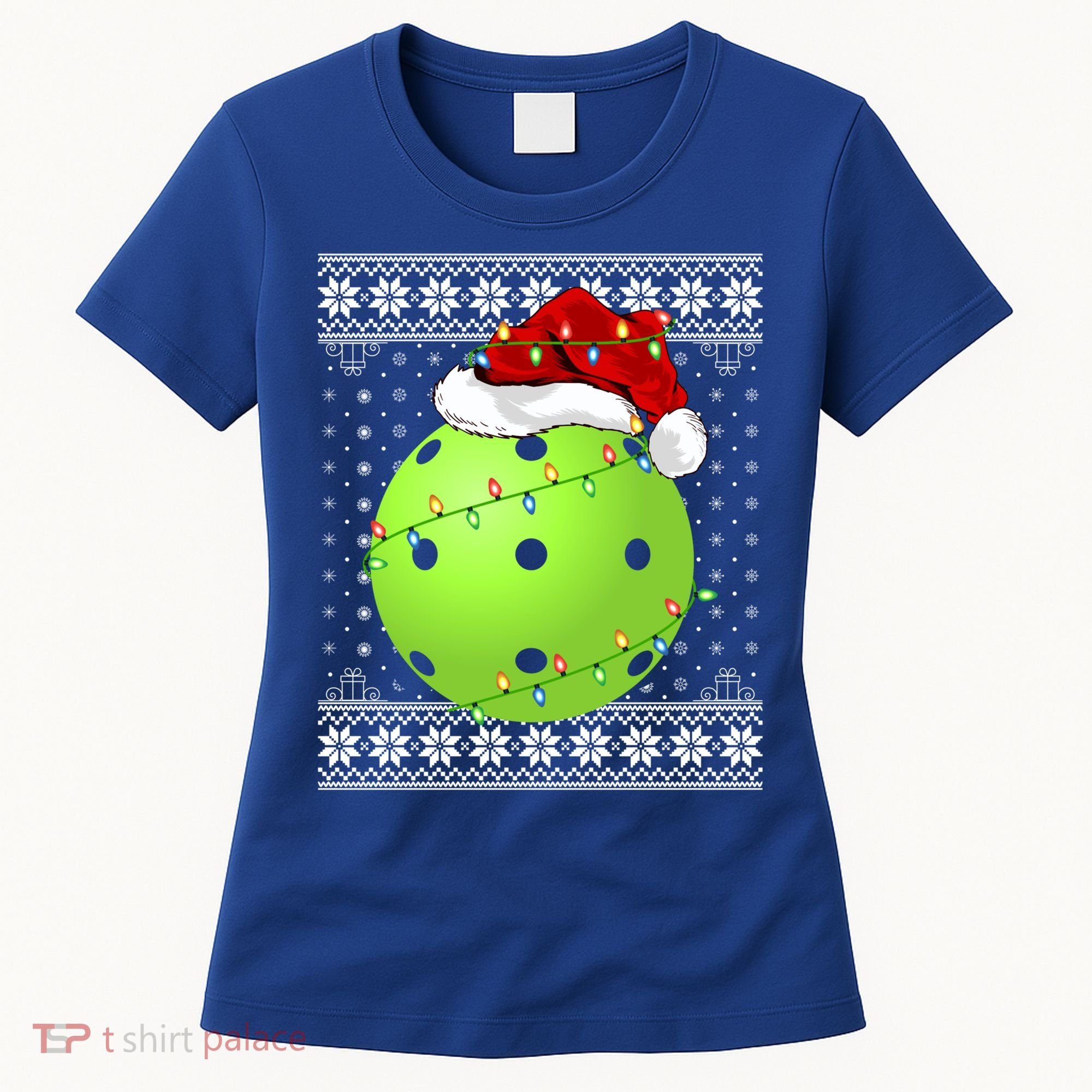 Pickleball Ugly Sweater Santa Lighting Pickleball Christmas Gift Women's T-Shirt