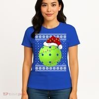 Pickleball Ugly Sweater Santa Lighting Pickleball Christmas Gift Women's T-Shirt thumb 4