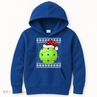 Pickleball Ugly Sweater Santa Lighting Pickleball Christmas Gift Kids Hoodie thumb 0