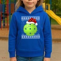 Pickleball Ugly Sweater Santa Lighting Pickleball Christmas Gift Kids Hoodie thumb 3