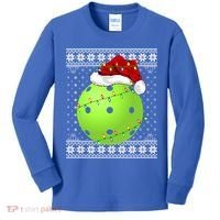 Pickleball Ugly Sweater Santa Lighting Pickleball Christmas Gift Kids Long Sleeve Shirt thumb 0