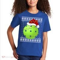 Pickleball Ugly Sweater Santa Lighting Pickleball Christmas Gift Kids T-Shirt thumb 2