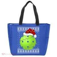 Pickleball Ugly Sweater Santa Lighting Pickleball Christmas Gift Tote Bag thumb 0