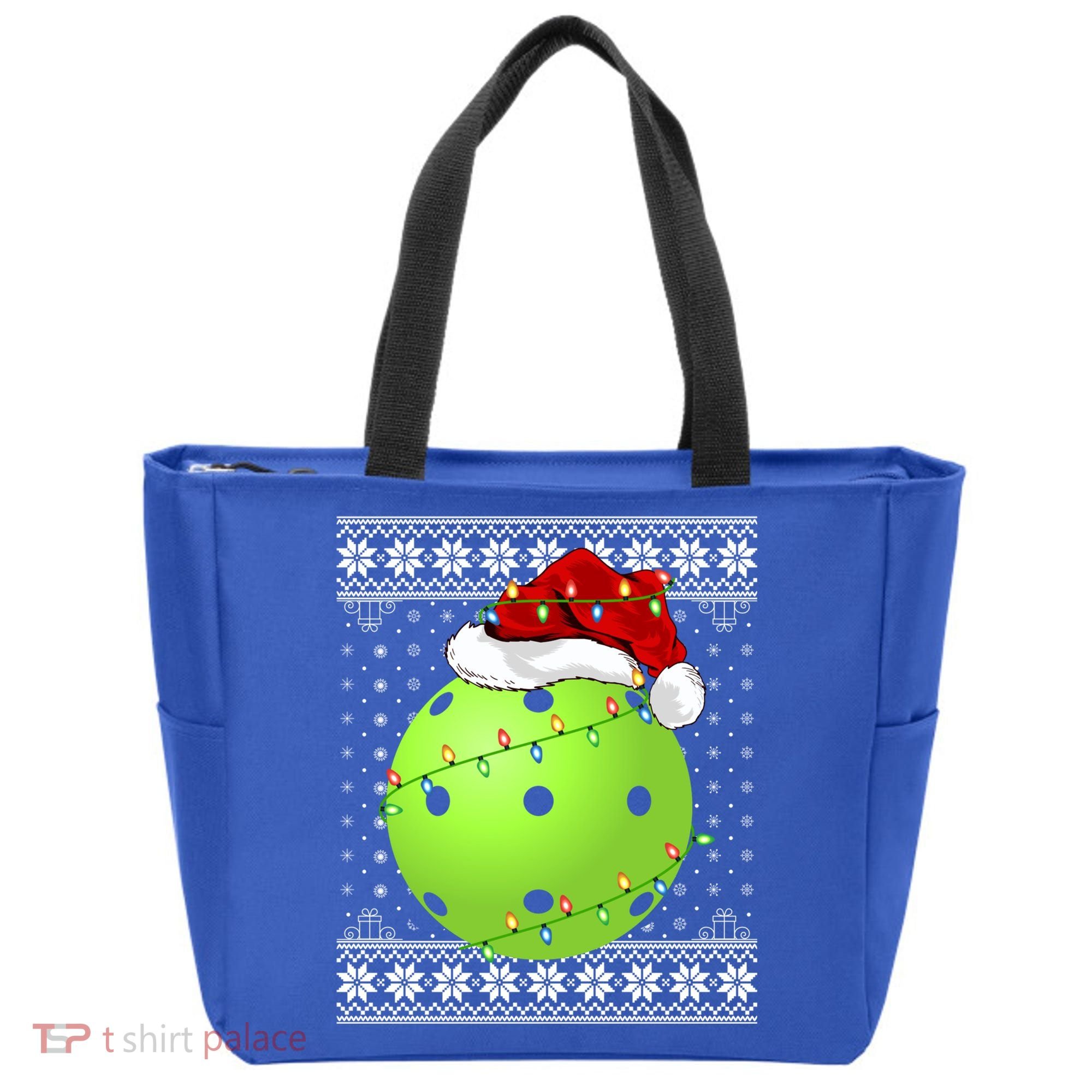 Pickleball Ugly Sweater Santa Lighting Pickleball Christmas Gift Tote Bag